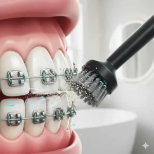 Illustration of healthy pink gums compared to inflamed gums, highlighting the importance of electric brushing.