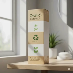 Recyclable packaging for a smart toothbrush, highlighting sustainable materials popular with UK eco-conscious shoppers.