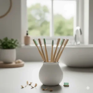 A set of eco-friendly bamboo interdental brushes with BPA-free bristles, a popular sustainable choice in the UK.