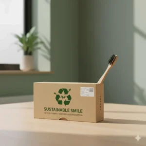 A letterbox-friendly cardboard package for a UK eco friendly toothbrush subscription service.