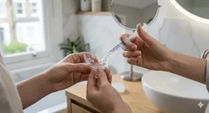Step-by-step guide on applying gel to a mouth tray for an effective fast teeth whitening kit experience.