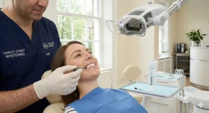 Illustration of a desensitising gel application to ensure comfort following a professional LED treatment.