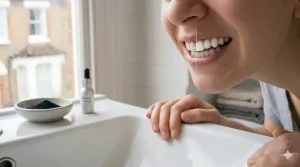 A visual comparison showing a bright, natural-looking smile achieved through mineral-based teeth whitening.