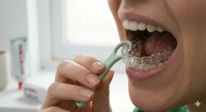 Alt text for image 8: Illustration showing the tool working with various brands of clear aligners and invisible braces.