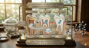 Alt text for image 9: A graphic symbolising safe, legal teeth whitening in the UK performed by GDC-registered dental professionals.