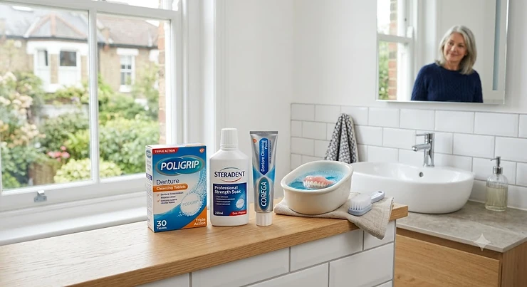 A selection of the best denture cleaners recommended by dental professionals for maintaining oral hygiene in the UK. best denture cleaners