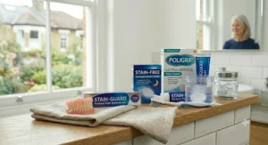 A dental professional providing guidance on selecting the best denture cleaners for optimal oral health.