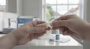 Correctly aligning the broken denture pieces before securing them firmly with the repair kit.