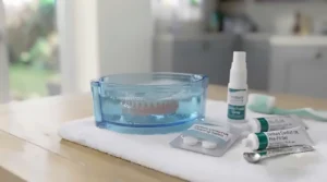 An infographic detailing the key benefits of using a denture relining kit, including improved stability, comfort, and enhanced hygiene.