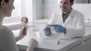 A professional dental consultation to verify the quality and safety of the home denture repair.