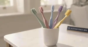 A range of stylish pastel colour options available for UK shoppers buying a soft bristle toothbrush.