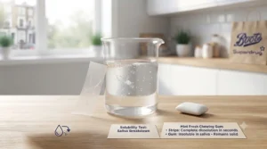 A comparison layout highlighting the minimal waste of dissolving breath strips versus wrapped chewing gum.