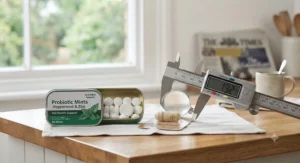 Infographic comparing probiotic mints with traditional gut health capsules and daily supplements.