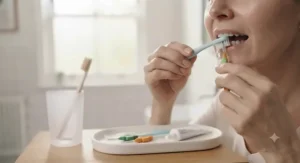 An array of ultra-soft manual toothbrushes and interdental brushes safe for delicate, dry gums.