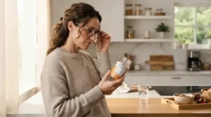 Detailed calcium supplements review highlighting daily dosage guidelines on a modern kitchen table