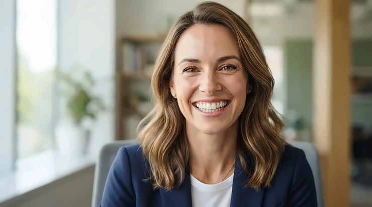 Close-up of a smiling adult benefiting from advanced microbiome support for teeth and gums via a daily oral microbiome supplement.
