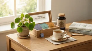 A lifestyle arrangement highlighting top oral probiotics for gum health alongside healthy daily habits.