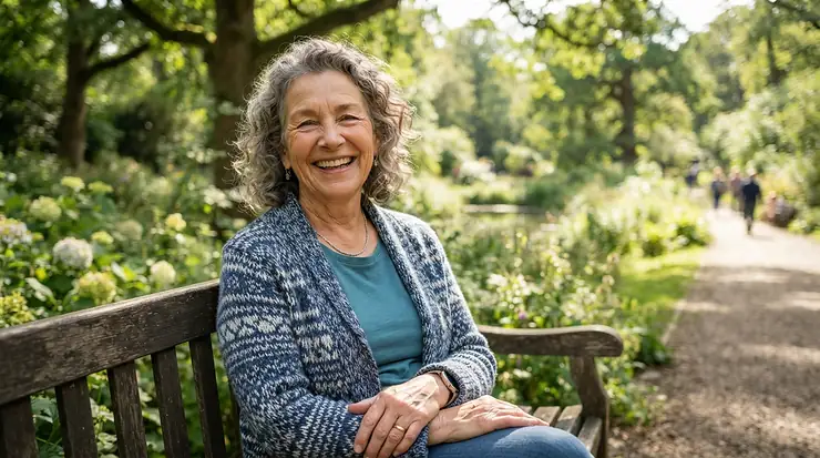 An older adult smiling confidently, representing the benefits of top oral probiotics for gum health in later life.
